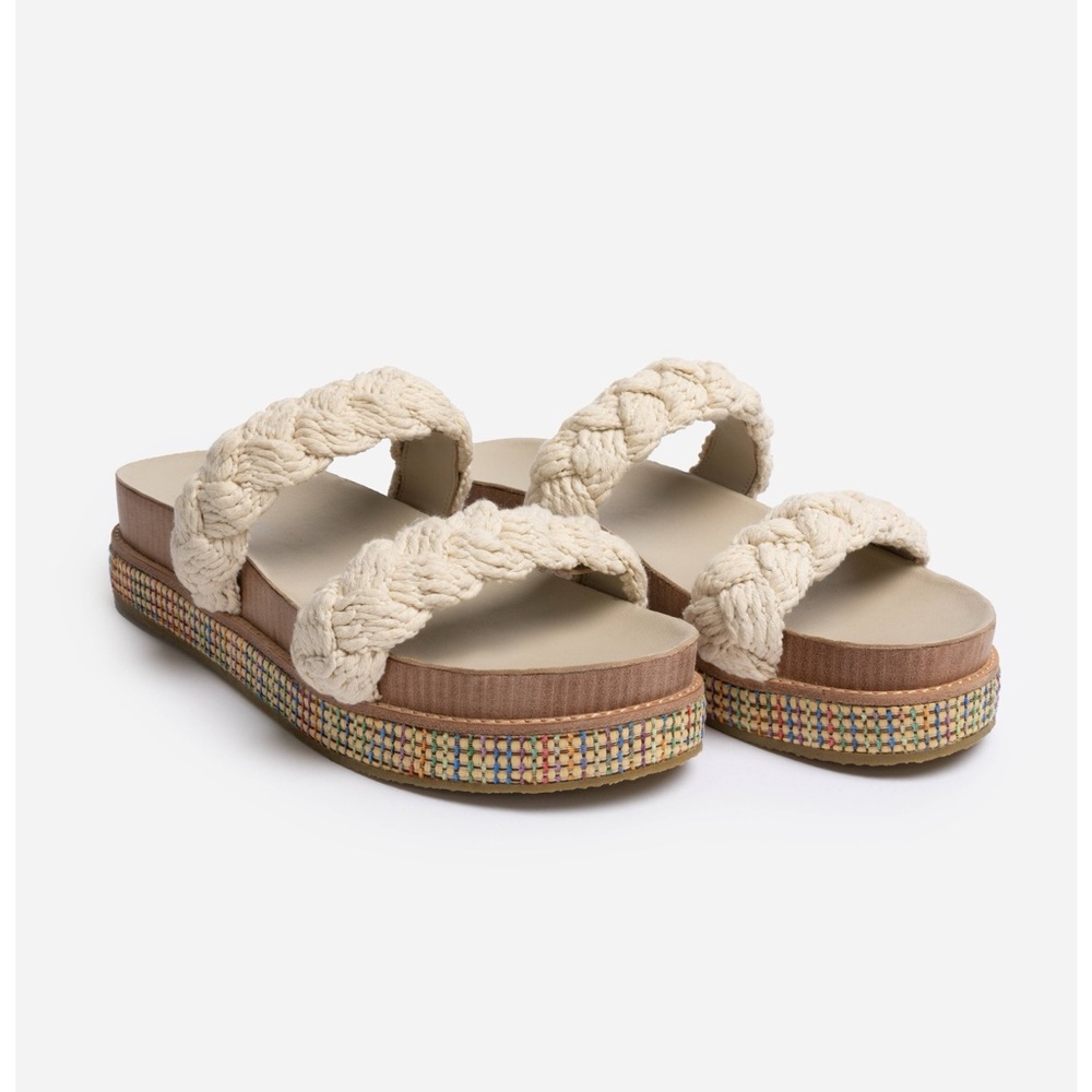 NWT Johnny Was Braided Rope Sandal in Cream | Size 10